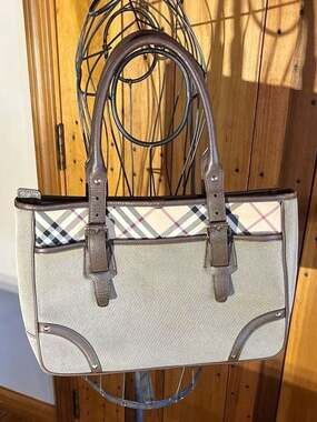 Burberry Blue Label Nova Check Canvas and Leather Shoulder Bag Tote